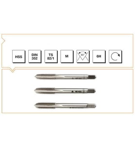 Makina Takım M16 HSS DIN 352 Metrik Normal Vidalı 3'lü Takım Kılavuzu - MTE B00100041600