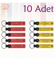 Nar Çiçeği & Sarı, 10’lu Set, Tarih ve İsimli Deri Anahtarlık, Robotik Kodlama Kursuna Anı