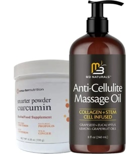 M3 Naturals Masaj Yağı Anti-Cellulite Massage Oil 240 ml + Smarter Curcumin Antiyağ Fazla 130 gr