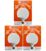 (3 Adet) 20W (120W) 3000K (Sarı Işık) E27 Duylu (Kalın Duy) Glop Led Ampul