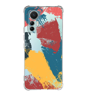 Xiaomi Mi 12 Lite Uyumlu Köşe Korumalı Antişok Kapak Brushstroke Tasarımlı Şeffaf Silikon Kılıf