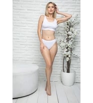 Kadın Beyaz Askılı Desteksiz Spor Sütyen Takımı (Beyaz)