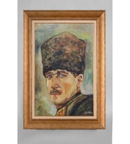 EV İŞYERİ OFİS İÇİN ALTIN ÇERÇEVELİ PASPARTULU ATATÜRK TABLO S781
