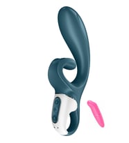 Hug Me GrayBlue Ekstra Uyarıcılı Güçlü Titreşimli Telefon Kontrollü Rabbit Vibratör+Vibratör