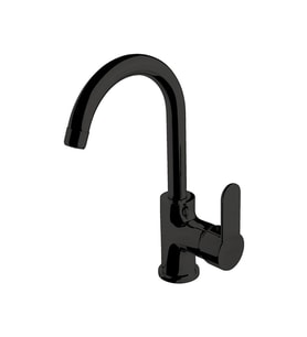 POLİSU KRİSTAL KUĞU LAVABO BATARYASI-SİYAH