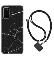 Samsung A02S A03S A10 A12 A13 A21S A22 Kılıf Boyun Askılı Silikon Siyah Mermer 1299