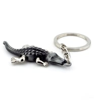 Gri Timsah Crocodile Oynar Bacaklı Tasarım Metal Anahtarlık KC016