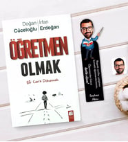 BK Gift Kişiye Özel Erkek Öğretmen Karikatürlü Ahşap Kitap Ayracı Ve Öğretmen Olmak Kitabı Hediye Seti-2