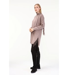FTZ Women Kadın Fularlı Triko Beige 21-1331