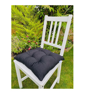 Siyah Sandalye Minderi, Pamuklu Kumaş Pofidik Kare Dekoratif Sandalye Sırt Minderi 40x40 Cm (Çok Renkli)