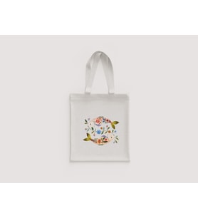 Balık Folk Art Çiçekli Simetrik Desenli Unisex Omuz Çantası Hediyelik Ham Bez Çanta