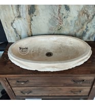 Traverten Dışı Dizayn Patlatma Elips Lavabo