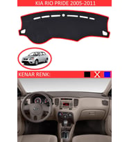 Kia Rio Pride 2005-2011 Için Uygun Torpido Koruma Halısı Siyah Kenar Renk Kırmızı