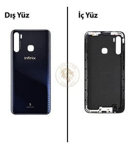 Infinix S5 Lacivert Uyumlu Arka Kapak Arka Cam Batarya Pil Kapağı Lazer Kesim Back Cover