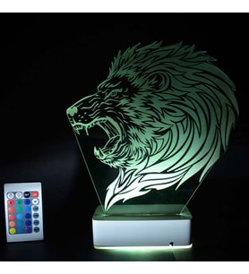 Özel Tasarım Fantastik Kızgın Aslan 3D 16 Renk Dekoratif Led Lamba