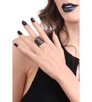 Kadın Antrasit Lak Kaplama Ayarlanabilir Bohem Yüzük