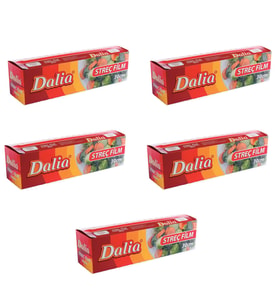 Dalia Şeffaf Mutfak Rulo Streç Film Folyo - 30 Cm. x 100 Metre - Gıdaya Uygun - 5 Paket