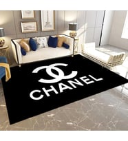 Siyah Chanel Modern Kaymaz Taban Salon, Mutfak, Oturma Odası Halısı