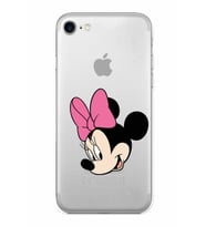 Apple iPhone 8 Uyumlu Kamera Korumalı Tıpalı Kapak Minnie Mouse TasarımlıŞeffaf Kılıf