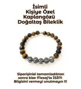 Tesbih Sakarya - İsimli - Kişiye Özel - Kaplan Gözü Doğal Taş Unisex Bileklik