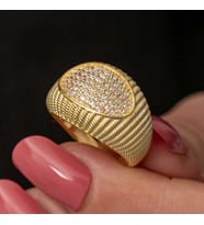 Gümüş Gold Zirkon Taşlı Kadın Yüzük