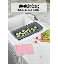 Lavoba İçi Sürgülü Açılır Kapanır Sebze Meyve Süzgeci Füme (Açık 38,5 Cm Kapalı 34,50 Cm )