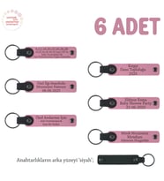 Pembe & Siyah, Sınıf Arkadaşlarına Mezuniyet Hatırası, 6'lı Set, Kişiye Özel İsimli Deri Anahtarlık