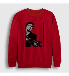Presmono Unisex Kırmızı Fire Film Scarface Sweatshirt 250781tt