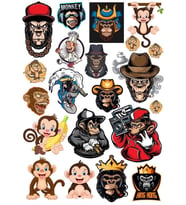 Maymun Goril Sticker Set-2 15 Parça Telefon, Tablet, Defter, Laptop Sticker