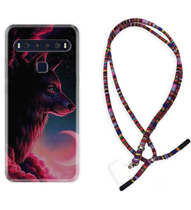 TCL 10L 10 Plus 10SE 20E 20SE 30 L7 Kılıf Boyun Asklı Rasta Silikon Wolf and Moon 1380