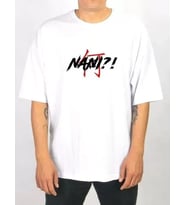 pilelistore- Unisex Bisiklet Yaka Baskılı Oversize T-Shirt - Beyaz