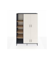Hyperion Dolap 6 Raflı 4 Kapaklı Tek Askılı 132x44x195 Antrasit-Aytaşı/Çam