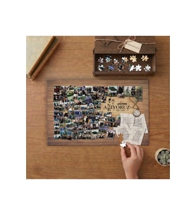 Atatürk Anı Panosu - Kolaj Tasarımı 240 parça Ahşap Puzzle Ahşap Kutuda MP06956