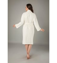 Krem Dantelli Bambu Cotton Bayan Bornozu (Krem)