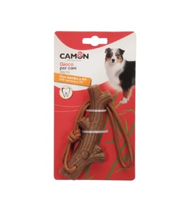 Camon Bambu Ve İpli Dal 12 Cm: Doğal Dokulu Eğlenceli Köpek Çiğneme ve Yakalama Oyuncağı