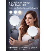 Çok Amaçlı LED Video Işığı, 3 Modlu Telefon ve Kamera Aydınlatması