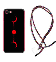 Apple iPhone 5 6 7 8 Plus Se XR Kılıf Boyun Asklı Rasta Silikon Red Moon 1710