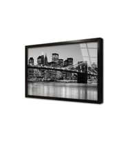 Siyah Beyaz New York Çerçeveli Cam Tablo
