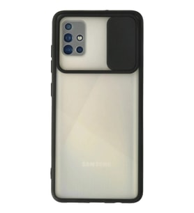 Durukar® Samsung Galaxy A71 Kılıf Palm Buzlu Kamera Sürgülü Silikon - Siyah