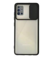 Durukar® Samsung Galaxy A71 Kılıf Palm Buzlu Kamera Sürgülü Silikon - Siyah