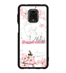Xiaomi Redmi Note 9 Pro Uyumlu Mermerli Sakura Tasarımlı Glossy Telefon Kılıfı
