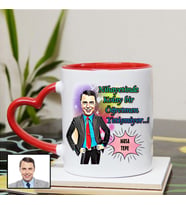 Karikatürlü Erkek Öğretmen Kupa Bardağı Kalpli