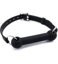 Deri Kemerli Yumuşak Silikon Siyah Isırma Barı Ağız Tıkacı Bondage Mouth Bite Bar Gag