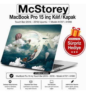 MacBook Pro 15 Baskılı Kılıf A1707 A1990 Uyumlu Sert Kılıf İnce Hafif Koruyucu Kapak R-89
