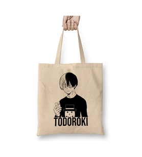 My Hero Academia Shoto Todoroki Bez Çanta Uzun Saplı Alışveriş Çantası Plaj Çantası (Beyaz)