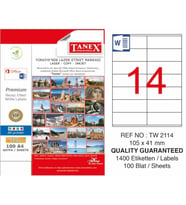 TANEX 105x41 mm LASER ETİKET TW-2114