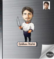 Kişiye Özel Kasap Erkek Ahşap Magnet -3