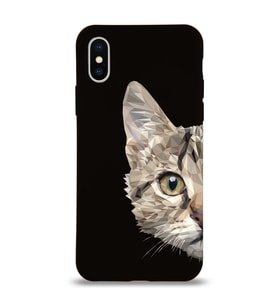 Apple iPhone XS Uyumlu Lansman Kılıf Catface Tasarımlı Altı Kapalı İçi Kadife Kaplı Silikon Kapak (Şeffaf)