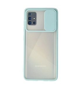 Samsung Galaxy A71 Kılıf Palm Buzlu Kamera Sürgülü Silikon - Turkuaz