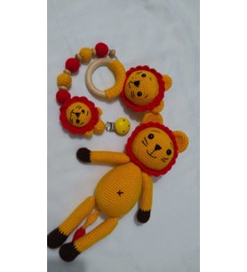 Doğuştan Fanatik Aslan Yenidoğan Takımı Amigurumi Organik Oyuncak